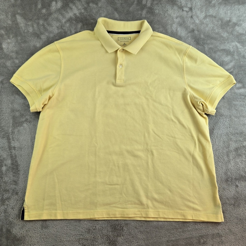 Club Room Polo‎ Shirt Mens XL Yellow Performance Golf Casual Short Sleeve